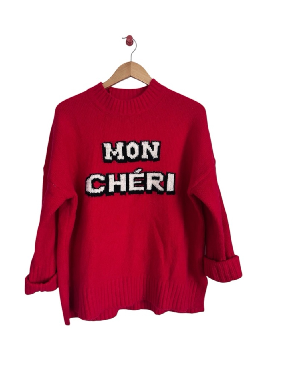 Red 'Mon Chéri' Women's Sweater - Cozy Crewneck